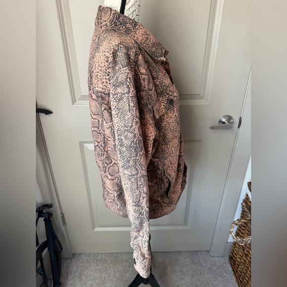 Free People Snake Print Trucker Jean Jacket - Picture 9 of 13
